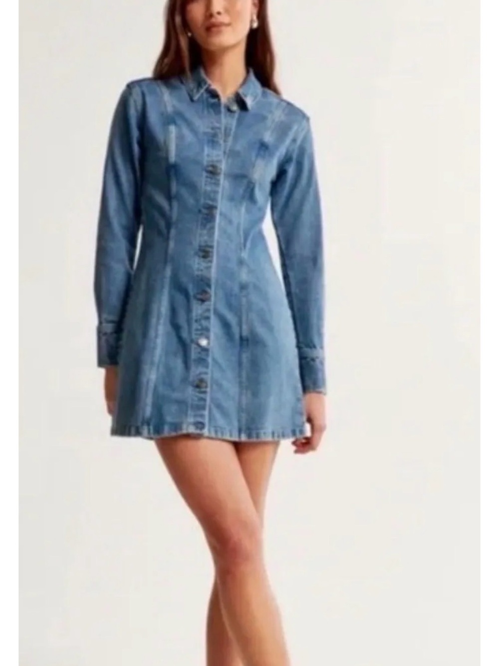 Abercrombie & Fitch Button-Front Denim Shirt Dress - Blue
